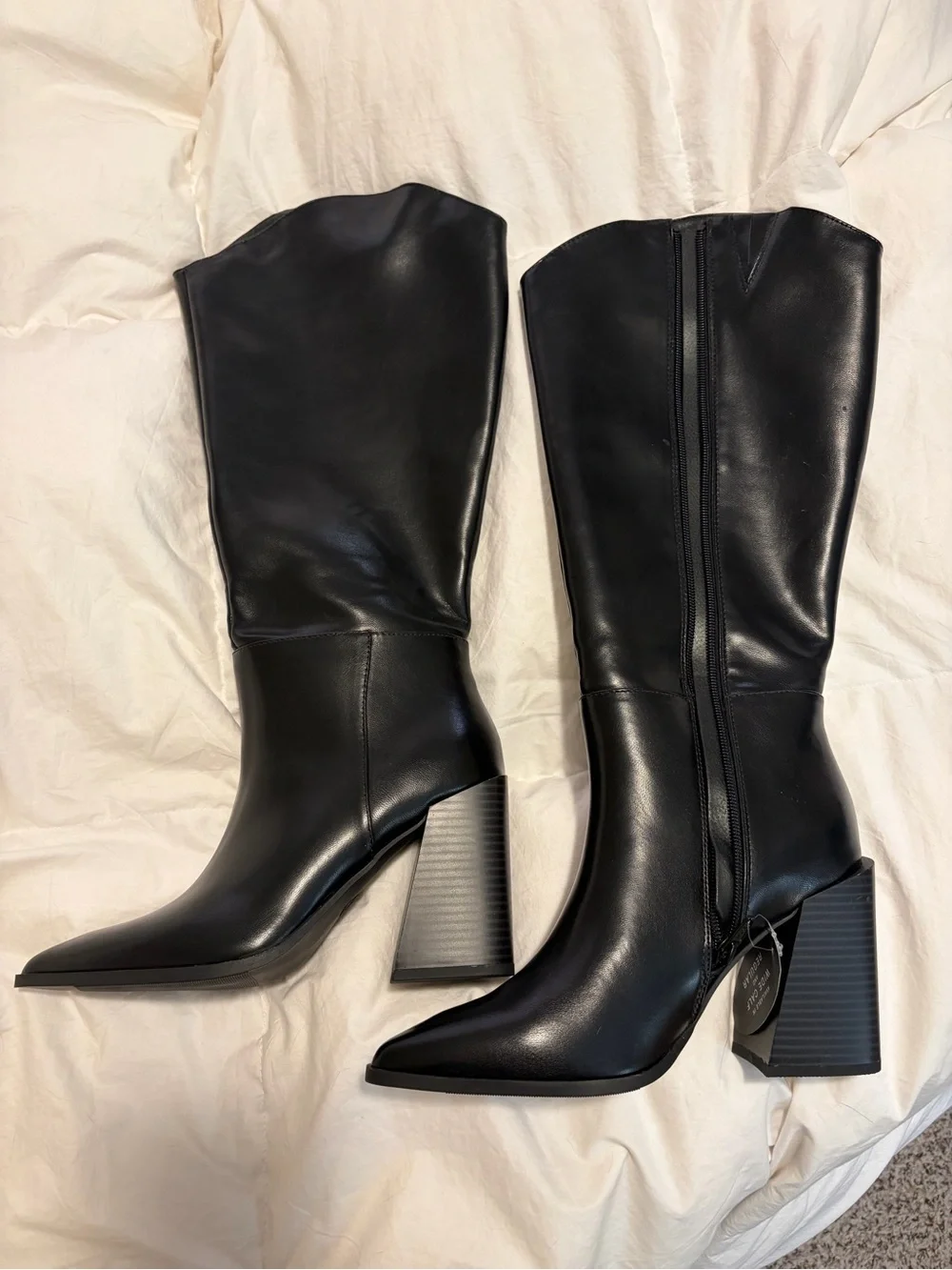 Steve Madden Black Over-the-Knee Pointed Toe Block Heel Boots